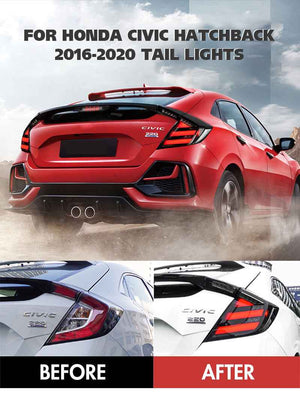 TT-ABC Smoked LED Tail Lights for 2016-2020 Honda Civic Hatchback - TT-ABC