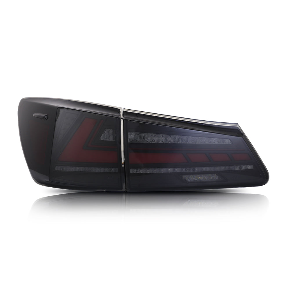 For 2006-2012 Lexus IS250 IS350 ISF LED Tail Light with Sequential Signal Light (Smoked/Red) - TT-ABC