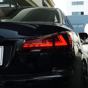 For 2006-2012 Lexus IS250 IS350 ISF LED Tail Light with Sequential Signal Light (Smoked/Red) - TT-ABC