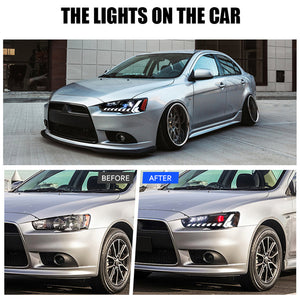For 2008-UP Mitsubishi Lancer EVO EX LED Headlights with Start UP Animation - TT-ABC