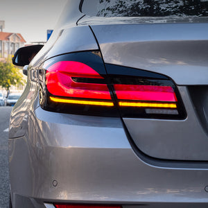 For 2011-2017 BMW 5 Series F10 F18 Led Tail Lights With Sequential Rear Lamp (Smoked/Red) - TT-ABC