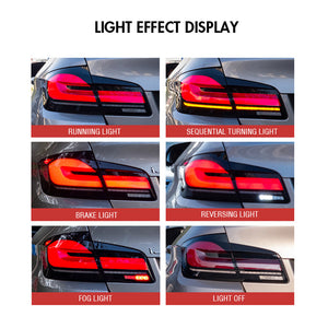 For 2011-2017 BMW 5 Series F10 F18 Led Tail Lights With Sequential Rear Lamp (Smoked/Red) - TT-ABC