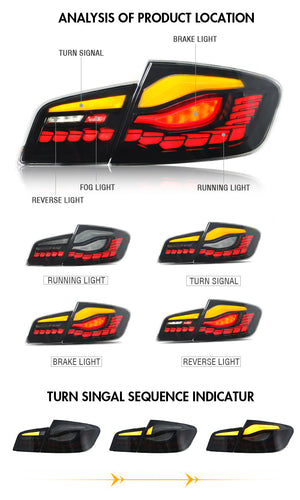 For 2011-2017 BMW 5 Series F10 F18 M5 gts Led Tail Lights (Smoked/Red) - TT-ABC