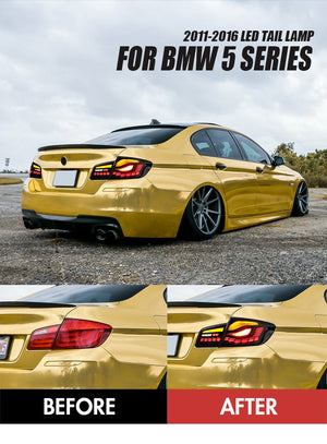 For 2011-2017 BMW 5 Series F10 F18 M5 gts Led Tail Lights (Smoked/Red) - TT-ABC