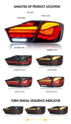 For 2012-2014 Toyota Camry Led Tail Lights with Running Lamp Brake Reverse Turn Signal - TT-ABC