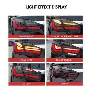 For 2012-2014 Toyota Camry Led Tail Lights with Running Lamp Brake Reverse Turn Signal - TT-ABC