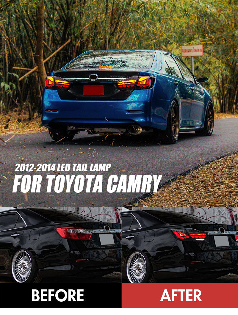 For 2012-2014 Toyota Camry Led Tail Lights with Running Lamp Brake Reverse Turn Signal - TT-ABC