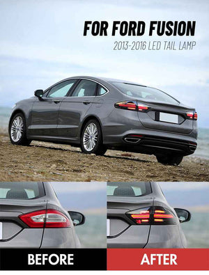 For 2013-2016 Ford Fusion Mondeo LED Tail Lights Assembly With Start-up Animation - TT-ABC