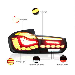 For 2013-2018 BMW 3 Series F30 F35 F80 Led Tail Lights With Start-up Animation(Smoked/Red) - TT-ABC
