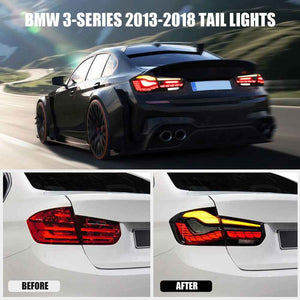 For 2013-2018 BMW 3 Series F30 F35 F80 Led Tail Lights With Start-up Animation(Smoked/Red) - TT-ABC