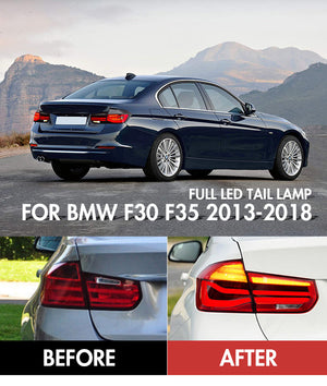 For 2013-2018 BMW F30 F35 320i 328i 335i Led Tail Lights (Smoked/Red) - TT-ABC