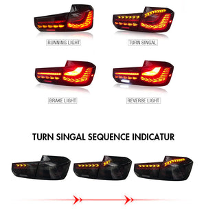 For 2013-2019 BMW 3-Series F30 F35 F80 M3 Led Tail Lights with Sequential Indicator - TT-ABC