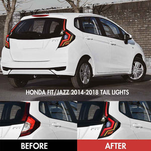 For 2014-2018 Honda Jazz Led Smoked Tail Lights With Start-up Animation Continuous Indicator Assembly - TT-ABC