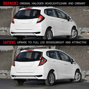 For 2014-2018 Honda Jazz Led Smoked Tail Lights With Start-up Animation Continuous Indicator Assembly - TT-ABC