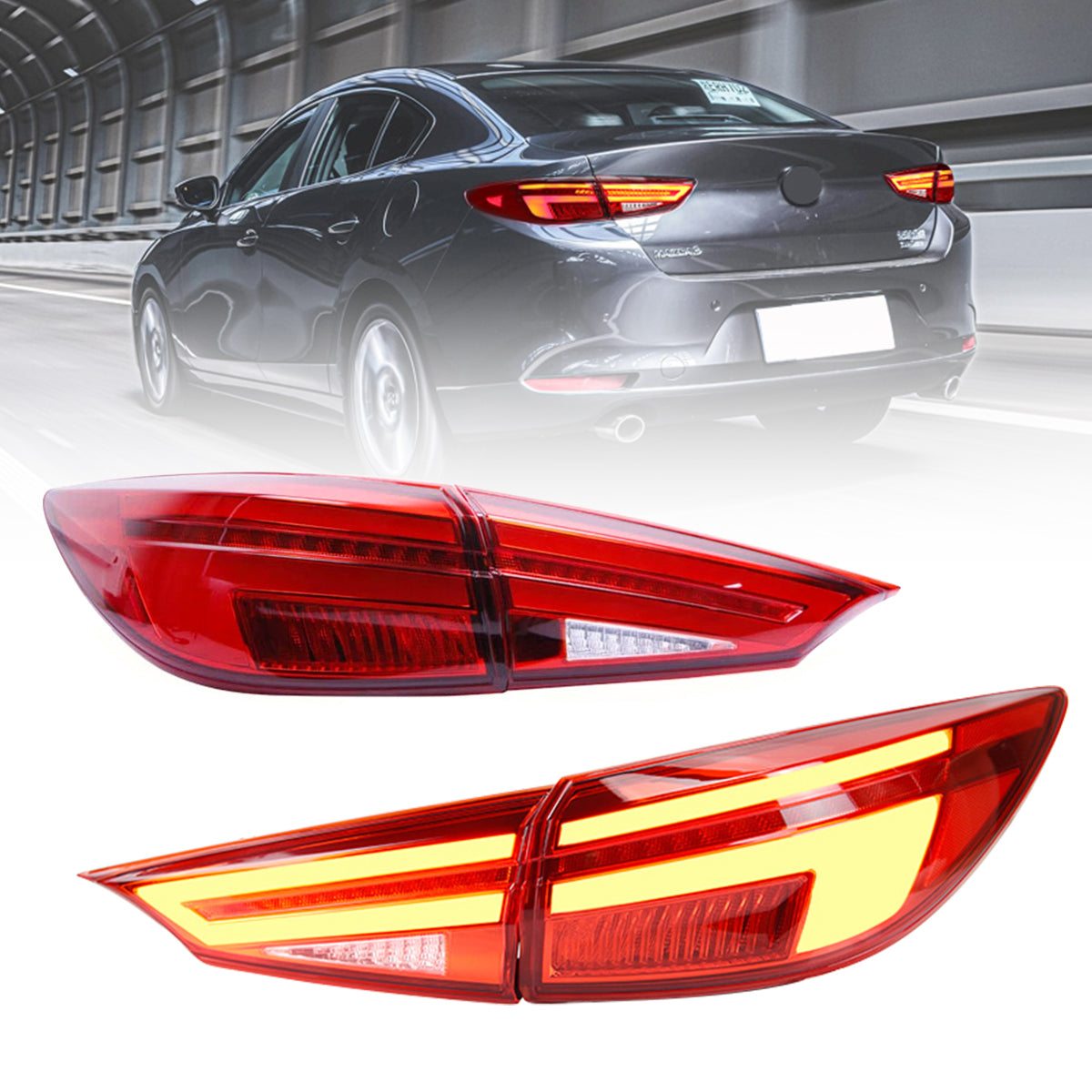 For 2014-2018 Mazda 3 Axela Led Tail Lights,Start Animation Continuous Indicator lights rear Lights Assembly - TT-ABC