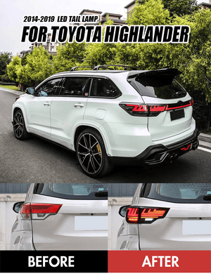 For 2014-2019 Toyota Highlander Led Tail Lights (Smoked/Red) - TT-ABC