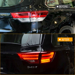For 2014-2019 Toyota Highlander Led Tail lights Assembly, Start-Up Animation Rear lights (Smoked/Red) - TT-ABC