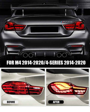 For 2014-2020 BMW F32 F33 F82 F83 M4 4 Series Led Tail Lights - Dragon Scale Tail Lights (Smoked/Red) - TT-ABC
