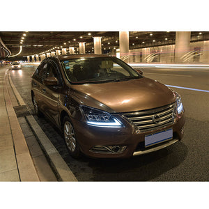 For 2012-2015 Nissan sylphy Led headlight assembly with LED daytime running lights (a touch of blue running steering) - TT-ABC