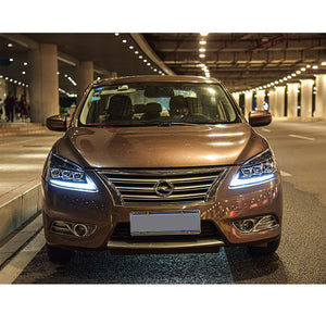 For 2012-2015 Nissan sylphy Led headlight assembly with LED daytime running lights (a touch of blue running steering) - TT-ABC