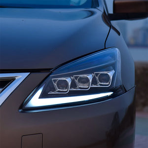 For 2012-2015 Nissan sylphy Led headlight assembly with LED daytime running lights (a touch of blue running steering) - TT-ABC