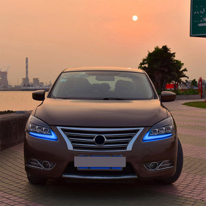For 2012-2015 Nissan sylphy Led headlight assembly with LED daytime running lights (a touch of blue running steering) - TT-ABC