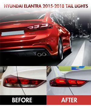 TT-ABC Smoked/Red LED Tail Lights for 2015-2018 Hyundai Elantra - TT-ABC