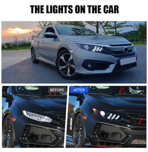 For 2016-2020 Honda Civic 10th Gen Led headlight(Mustang design) - TT-ABC