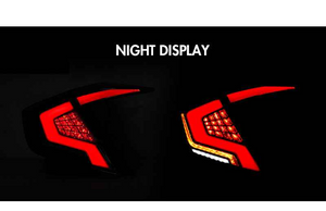 For 2016-2021 Honda Civic 10th Gen Led Tail Lights With DRL Start Up Animation Rear Lamp Assembly (Smoked/Red) - TT-ABC