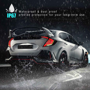 For 2016-2021 Honda Civic 10th Gen Led Tail Lights With DRL Start Up Animation Rear Lamp Assembly (Smoked/Red) - TT-ABC