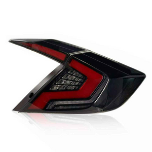 For 2016-2021 Honda Civic 10th Gen Led Tail Lights With DRL Start Up Animation Rear Lamp Assembly (Smoked/Red) - TT-ABC