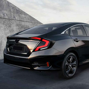 For 2016-2021 Honda Civic 10th Gen Led Tail Lights With DRL Start Up Animation Rear Lamp Assembly (Smoked/Red) - TT-ABC