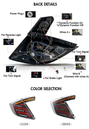 For 2016-2021 Honda Civic 2 door hatchback tail lights(Smoked/Red) - TT-ABC