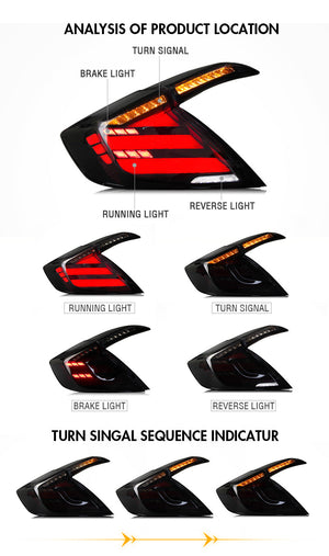 For 2016-2021 Honda Civic Hatchback LED Tail Lights - TT-ABC