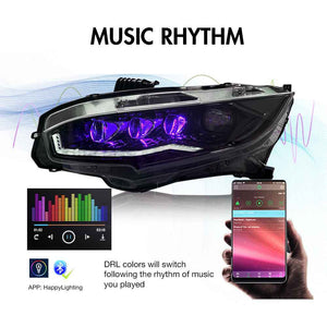 For 2016-2021 Honda Civic Headlights Assembly, Hatchback Coupe Sedan 10th Gen Led Headlight (Left Hand Drive) - TT-ABC