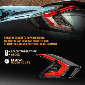 For 2016-2021 Honda Civic Sedan 10th Gen Led Tail Lights Assembly - TT-ABC