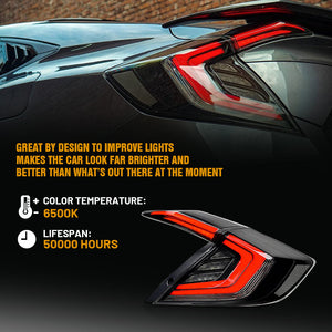 For 2016-2021 Honda Civic Sedan 10th Gen Led Tail Lights Assembly - TT-ABC