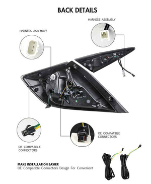 TT-ABC LED Tail Lights for 2016-2021 Honda Civic – Smoked/Red Rear Lamps Assembly - TT-ABC