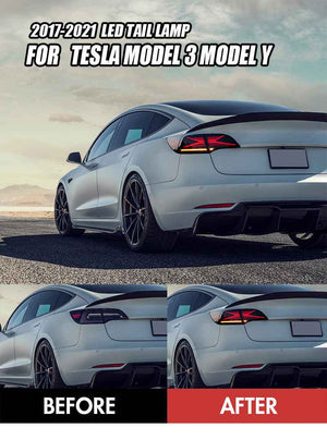 TT-ABC LED Tail Lights for 2017-2022 Tesla Model 3 & Model Y Smoked LED Tail Lights (X-Men series Style) - TT-ABC