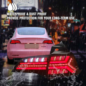 For 2017-2022 Tesla Model 3/Y Led Tail Light, Streamlined LED Sequential Turn(New Fish Bone) - TT-ABC