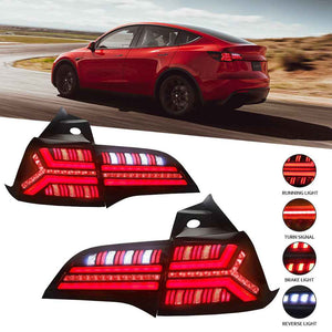 For 2017-2022 Tesla Model 3/Y Led Tail Light, Streamlined LED Sequential Turn(New Fish Bone) - TT-ABC