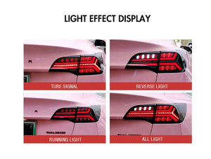 For 2017-2022 Tesla Model 3/Y Led Tail Light, Streamlined LED Sequential Turn(New Fish Bone) - TT-ABC