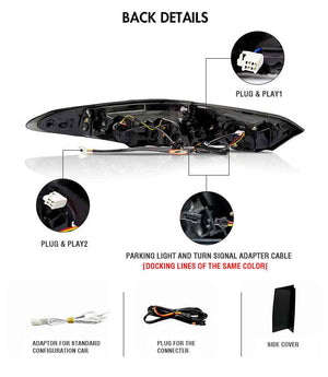 TT-ABC LED Tail Lights for 2018-2024 Toyota Camry – Smoked/Red/Clear Lens Rear Lamps - TT-ABC