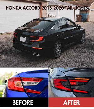 For 2018-2022 Honda Accord Smoked Dynamic Tail Lights With Start-up Animation Rear Lights Assembly - TT-ABC