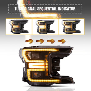 For 2018-2021 Ford F150 Headlights Assembly, Led Projector Headlight (Clear) - TT-ABC