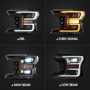 For 2018-2021 Ford F150 Headlights Assembly, Led Projector Headlight (Clear) - TT-ABC