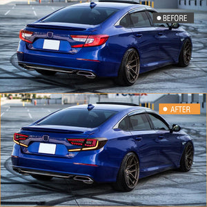 For 2018-2022 10th Gen Honda Accord Tail Lights LX/Sport/EX/EX-L/Touring/Hybrid, Smoke Dragon Ver - TT-ABC