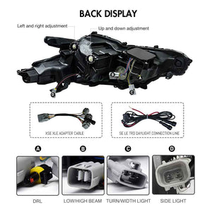 For 2018-2024 Toyota Camry LED Headlights, New Headlights Assembly Compatible LE SE XLE XSE TRD (Triple Projectors headlights) - TT-ABC