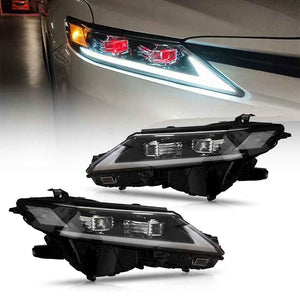 For 2018-2024 Toyota Camry LED Headlights, New Headlights Assembly Compatible LE SE XLE XSE(Dual Projector headlights) - TT-ABC