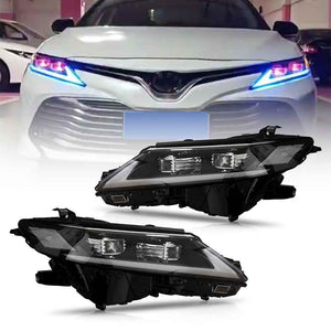 For 2018-2024 Toyota Camry LED Headlights, New Headlights Assembly Compatible LE SE XLE XSE(Dual Projector headlights) - TT-ABC